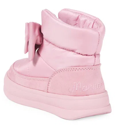 Monnalisa Bow-detail Ankle Boots In Pink