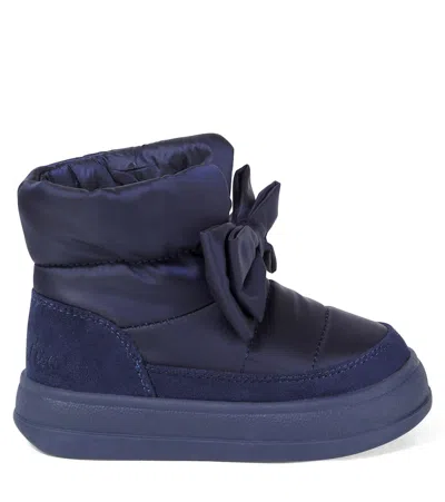 Monnalisa Bow-details Ankle Boots In Blue