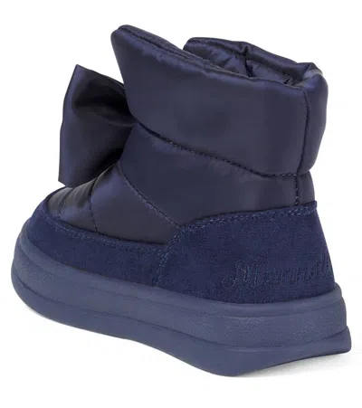 Monnalisa Bow-details Ankle Boots In Blue