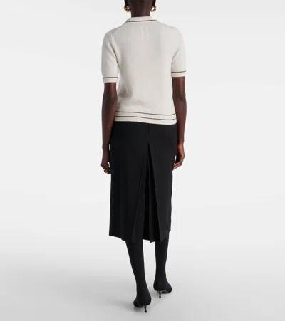 Nili Lotan Carline Cashmere Polo Shirt In White