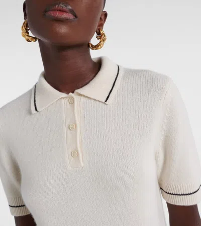 Nili Lotan Carline Cashmere Polo Shirt In White