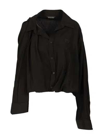 Balenciaga Women One Shoulder Shirt In Black