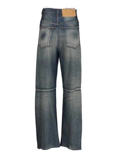 Mm6 Maison Margiela Blue Cotton Relaxed Fit Jeans In Blue