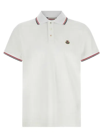 Moncler Cotton Polo Shirt With Logo In White