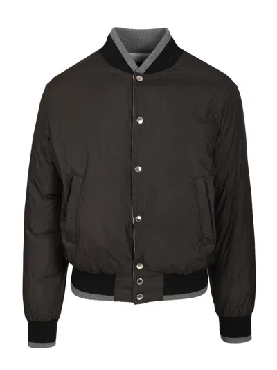 Dolce & Gabbana Reversible Flannel Outerwear Bomber Jackets Grey In Gray