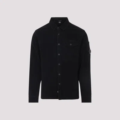 C.p. Company Corduroy Shirt With Chest Pocket And Long Sleeves In Black