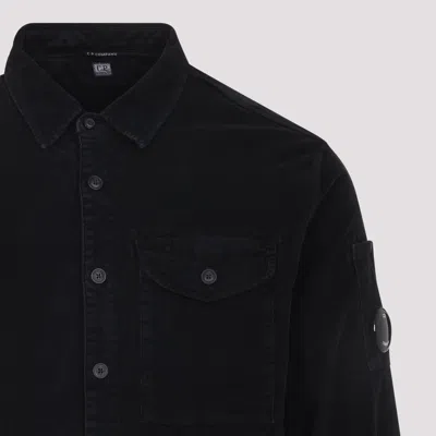 C.p. Company Corduroy Shirt With Chest Pocket And Long Sleeves In Black