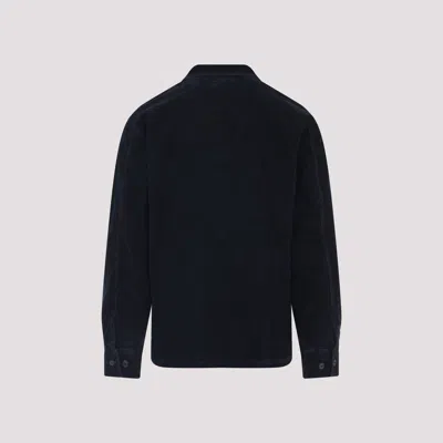 C.p. Company Textured Corduroy Overshirt With Pointed Collar In Blue