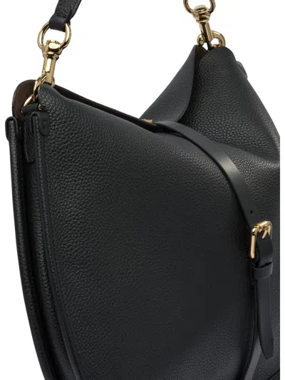 Etro Buckle-fastening Extra-large Leather Shoulder Bag In Black