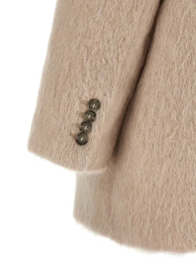 Peserico Alpaca And Wool Striped Single-breasted Blazer In Neutral