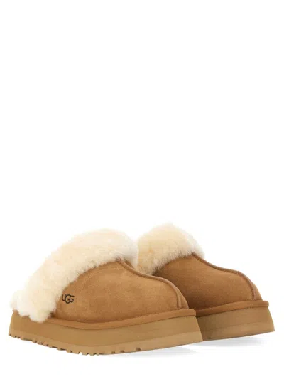 Ugg Biscuit Suede Disquette Slippers In Brown