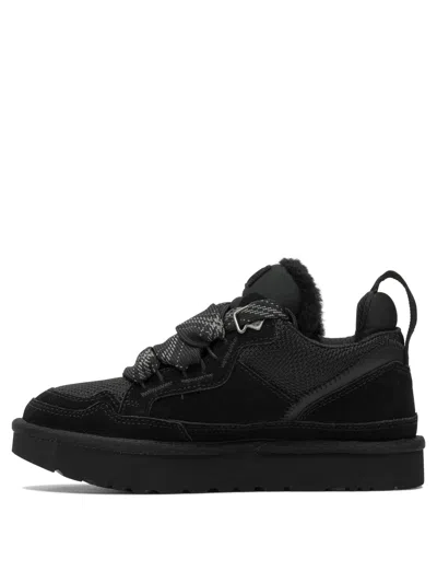 Ugg Padded Collar Canvas Sneakers In Black