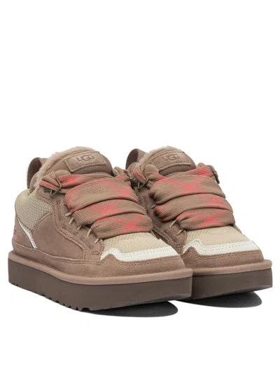 Ugg Ribbon-lace Leather Sneakers In Brown