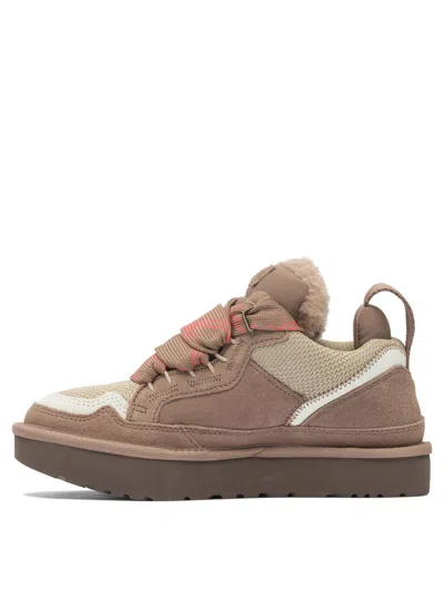 Ugg Ribbon-lace Leather Sneakers In Brown