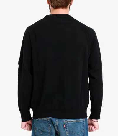 C.p. Company Knitted Wool Pullover With Signature Patch Logo In Black