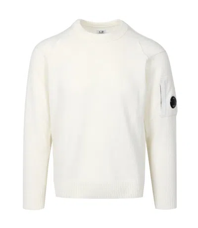 C.p. Company Logo-patch Round Neck Jumper In White