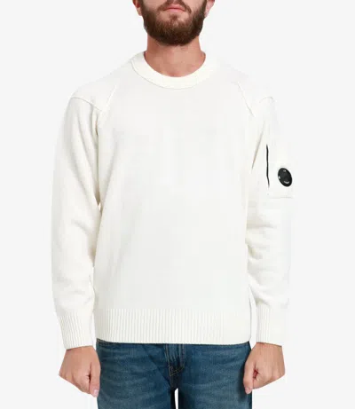 C.p. Company Logo-patch Round Neck Jumper In White