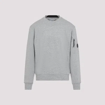 C.p. Company Gray Diagonal Raised Fleece Crewneck Lens Sweatshirt In Gray