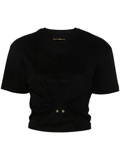 Rabanne Cropped Cut T-shirt In Black