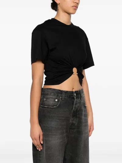 Rabanne Cropped Cut T-shirt In Black