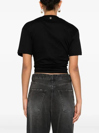 Rabanne Cropped Cut T-shirt In Black