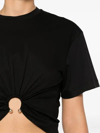 Rabanne Cropped Cut T-shirt In Black