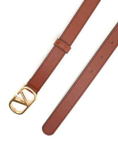 Valentino Womens Vlogo Signature Leather Belt Deep Caramel