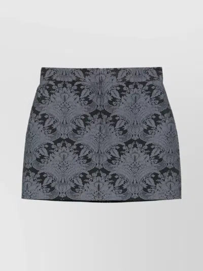Max Mara Brocade High-waisted Mini Skirt In Gray