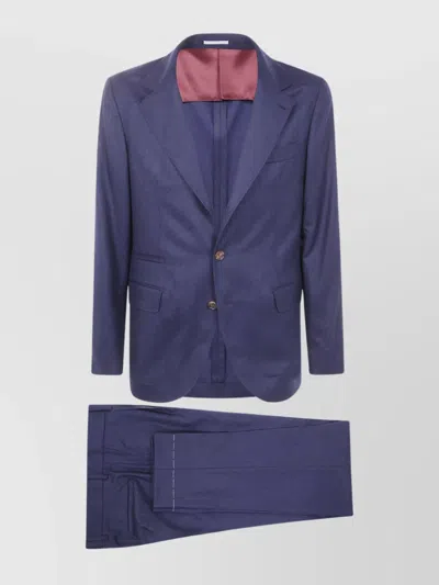 Brunello Cucinelli Wool Complete With Two Buttons Closure In Blue