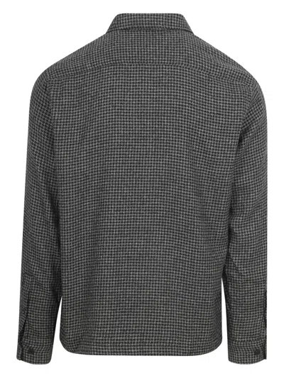 Marc O'polo Houndstooth-check Button-up Overshirt In Green