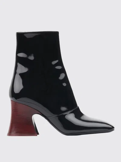 Chloé Chloè Janis Ankle Boots With Glossy Leather Heel In Black