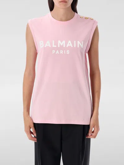 Balmain Logo Tee In Pink