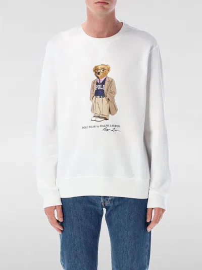 Polo Ralph Lauren Felpa In Misto Cotone Bianco  Uomo In White