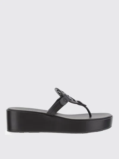 Tory Burch Wedge Thong Sandals Featuring Stud Detail In Black