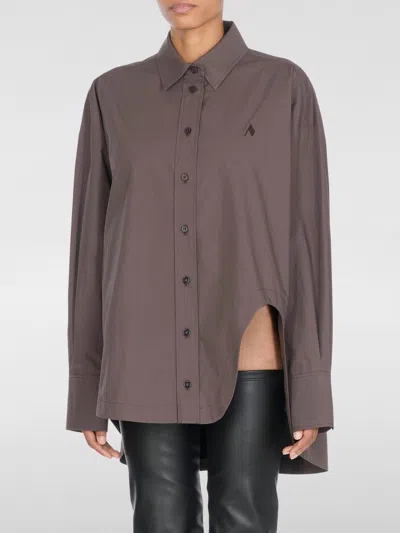 Attico Brown Diana Shirt In Gray