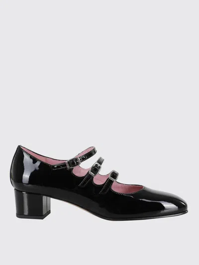 Carel Paris Kina' Black Mary Janes With Straps And Block Heel In Patent Leather In Black