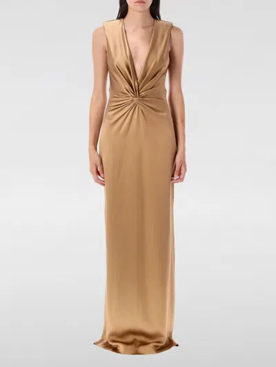 Tom Ford Deep V Neck Gown In Brown