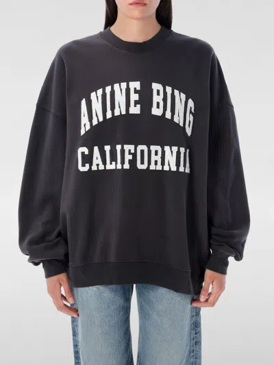 Anine Bing Women's Miles Branded-print Cotton Sweatshirt Black In Black