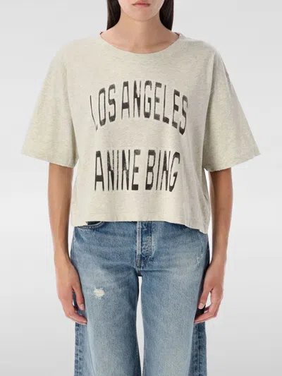 Anine Bing Graphic Print Cropped T-shirt With Short Sleeves In Neutral