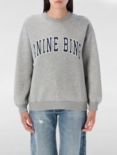Anine Bing Ribbed Neck Sweatshirt Spencer In Gray