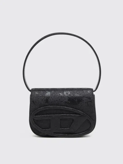 Diesel 1dr-iconic 1dr Bag In Glitter-camo Lurex In Black