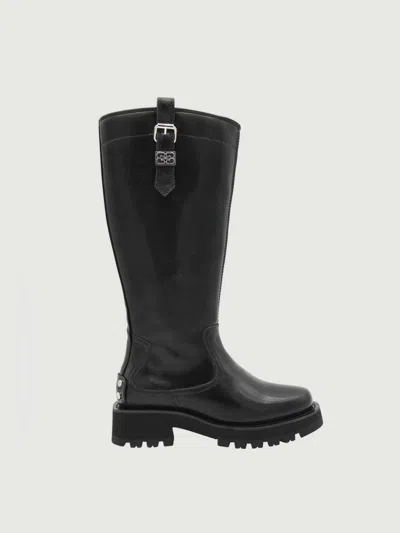 Ganni Chunky Buckle Boots In Black