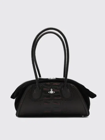 Vivienne Westwood Borsa A Spalla Shirley Piccola Bicolor In Pelle E Pelle Scamosciata  Donna In Brown