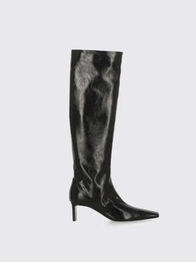 Khaite High-shaft Leather Boots With Glossy Finish In Black