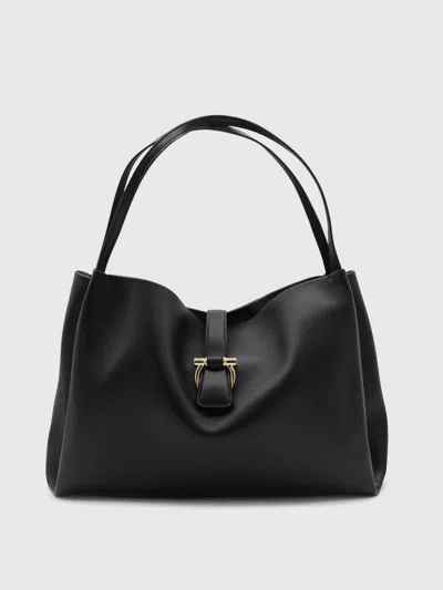 Ferragamo Black Calf And Fabric In Black