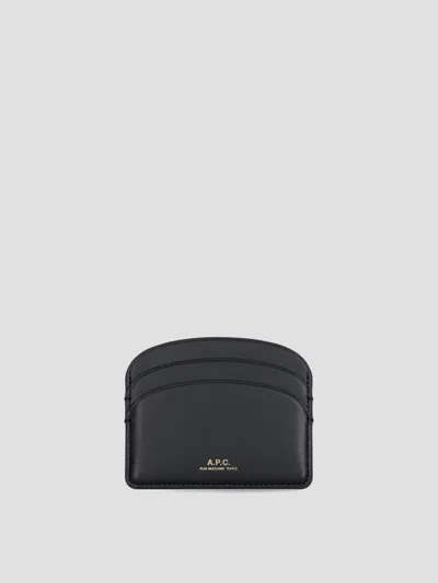 Apc A.p.c. Semi-circular Black Leather Cardholder With Multiple Slots In Black