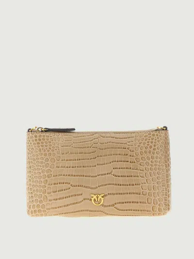 Pinko Crocodile-print Love Birds Cross Body Bag In Neutral