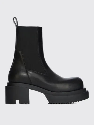 Rick Owens Beatle Bogun' Black Boots With Chunky Platform In Smooth Leather In Black
