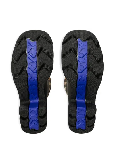 Burberry Marsh Stamp Checked Nylon-trimmed Rubber Ankle Boots In Black