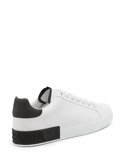 Dolce & Gabbana Portifano Panelled Leather Sneakers In White